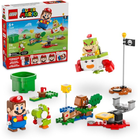 LEGO Super Mario Adventures with Interactive Mario, Bowser Jr.’s Clown Car Playset Vehicle, Yoshi Toy, Mario Playset