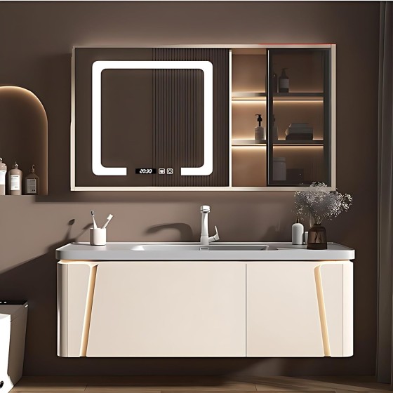Bathroom Vanity with Sink - Modern Bathroom Sink Cabinet & Smart Mirror Cabinet| Wall Mount | Multi-Layer Solid Wood Material | Modern and Stylish Design